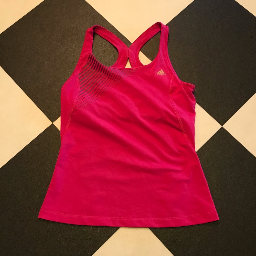 💖Adidas hot pink cross back tank